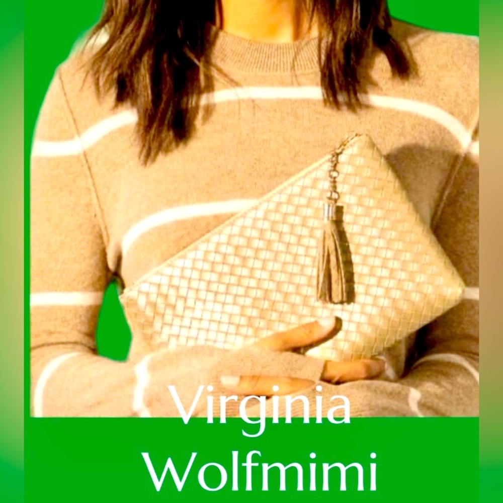 NWT Virginia Wolf Mimi gold woven pouch/purse